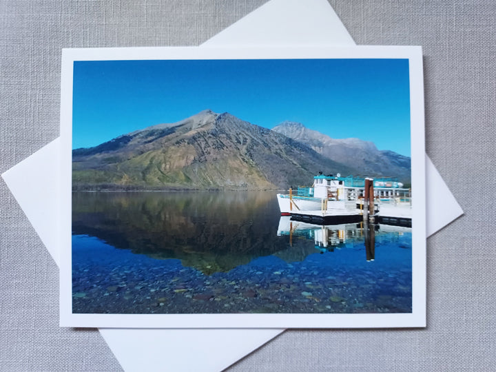 Boat on Lake McDonald - Blank Inside